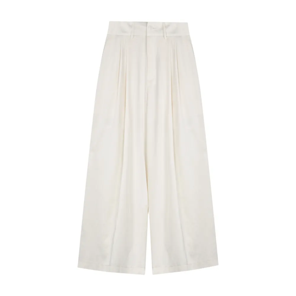 Off - shoulder Satin Off - the - shoulder Top and Wide - leg Pants Set