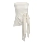 Off - shoulder Satin Off - the - shoulder Top and Wide - leg Pants Set
