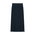 Slim-Fit Straight Hem Fringe Knit Skirt