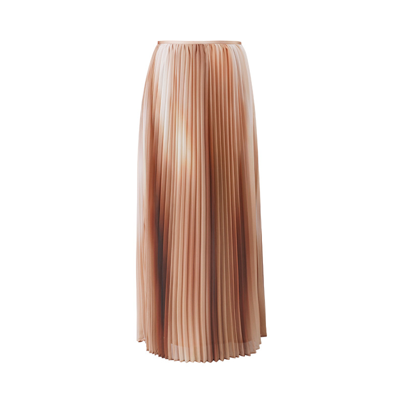 Slimming Tie-Dye Pleated Long Midi Skirt