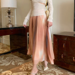 Slimming Tie-Dye Pleated Long Midi Skirt