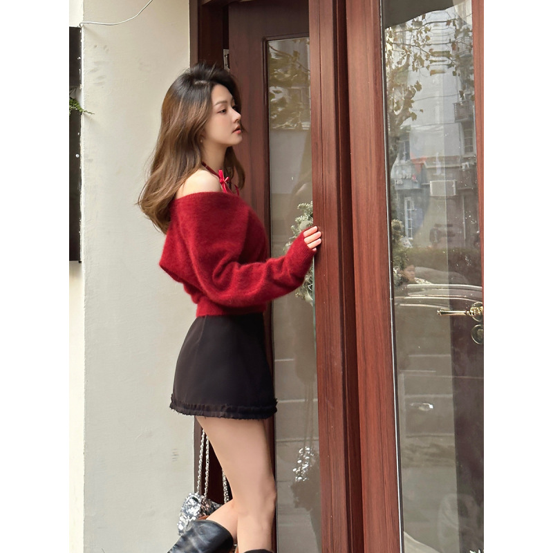 Wool Boucle Tulip Hem Skirt