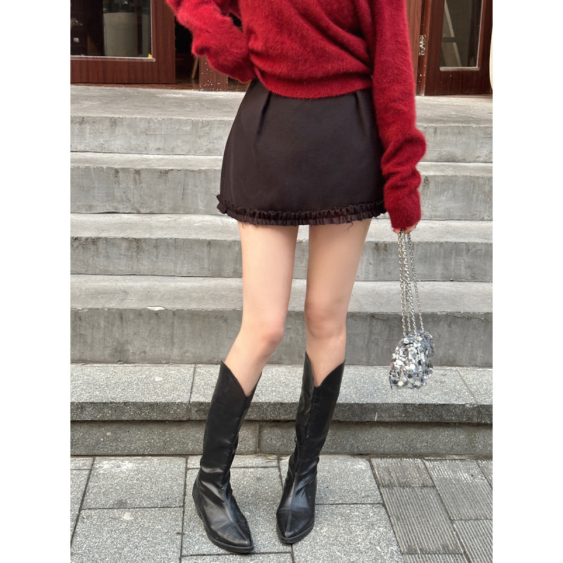Wool Boucle Tulip Hem Skirt