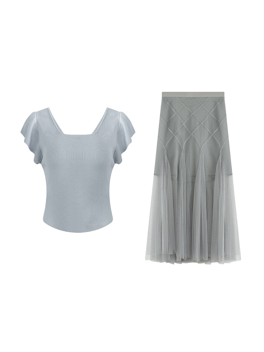 Ballet Knit Top & Pleated Skirt Set