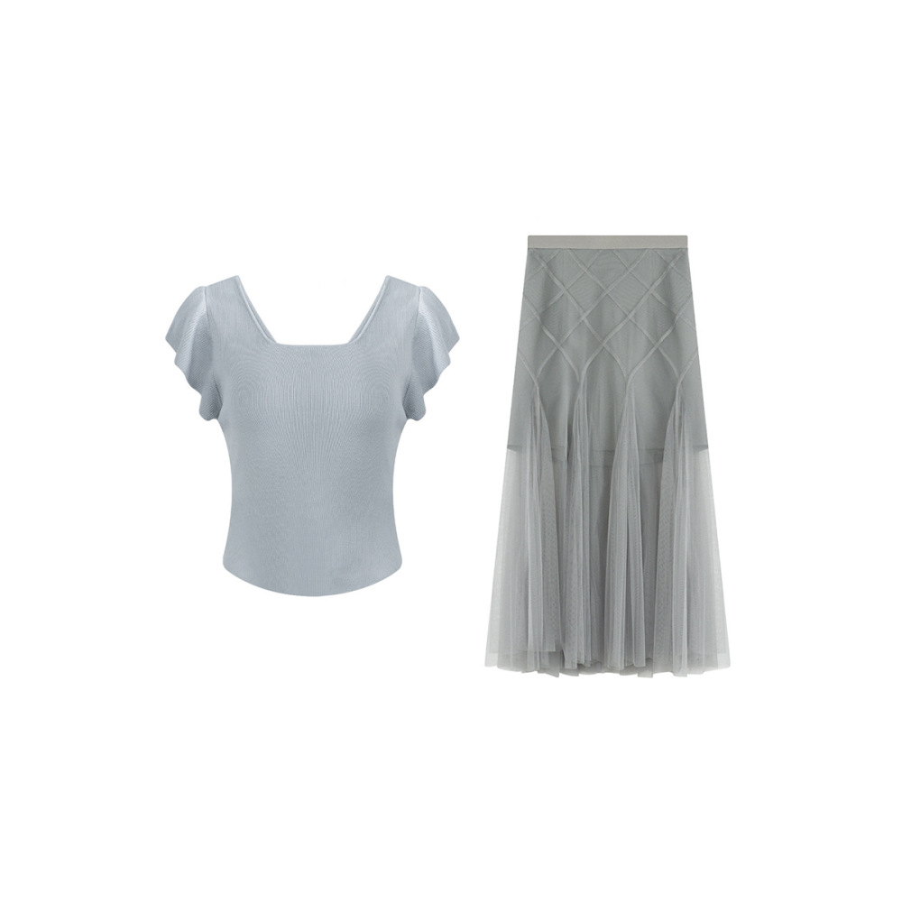 Ballet Knit Top & Pleated Skirt Set