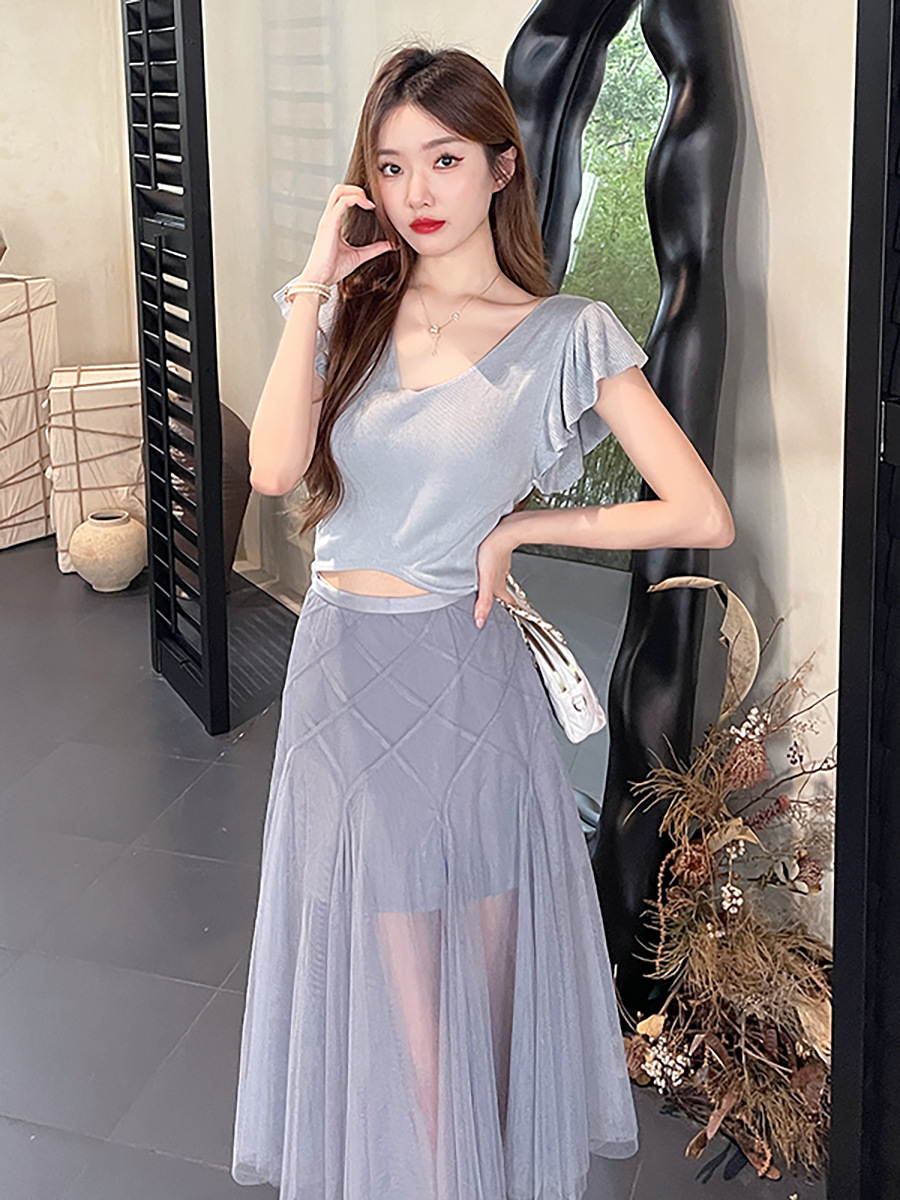 Ballet Knit Top & Pleated Skirt Set