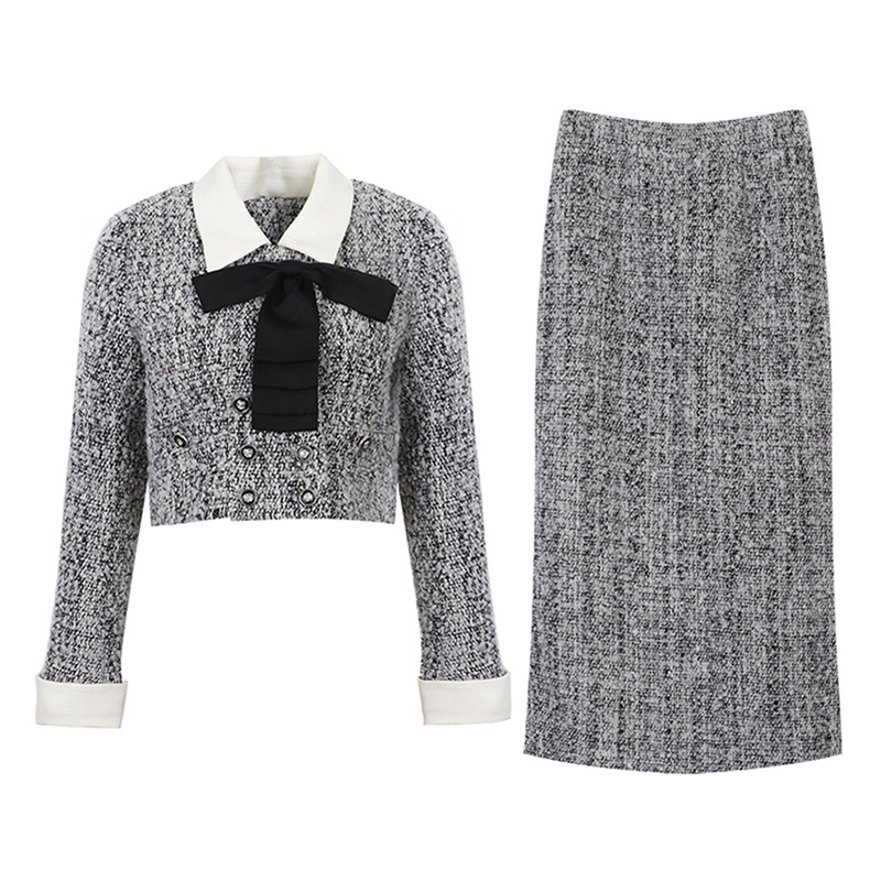 Chic Petite Chiffon Blazer & Pleated Skirt Set