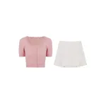 Cute Knit Woolen Shortsleeve Top & Skirt Set