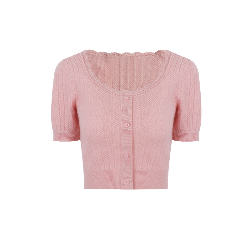 Cute Knit Woolen Shortsleeve Top & Skirt Set