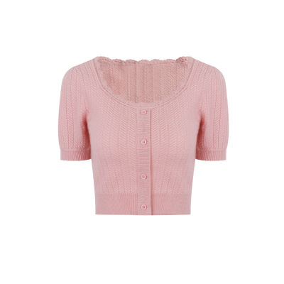 Cute Knit Woolen Shortsleeve Top & Skirt Set 02