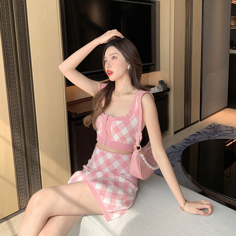 Girly Pink Plaid Set