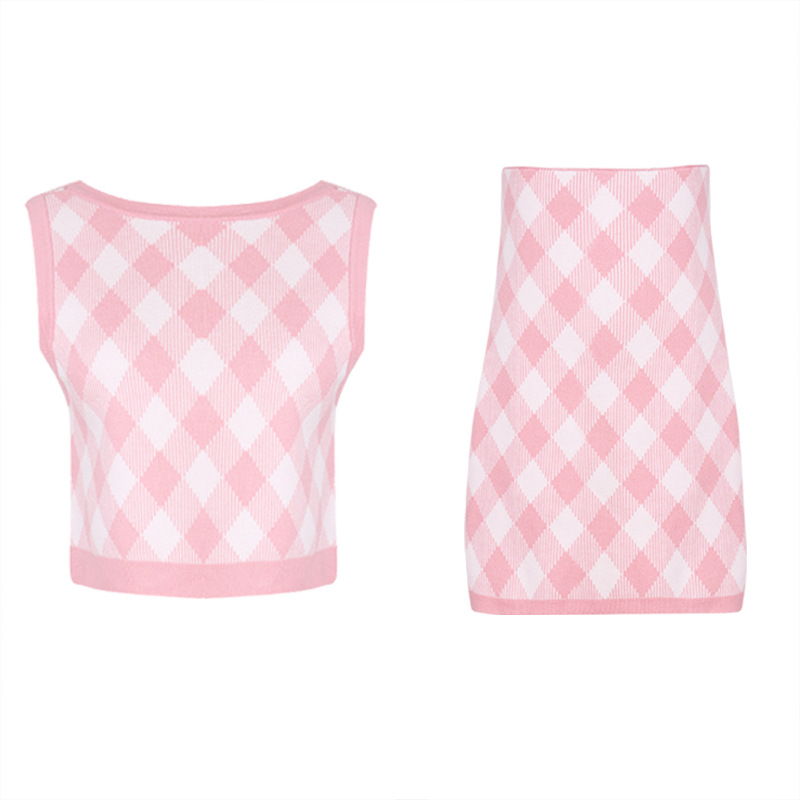 Girly Pink Plaid Set