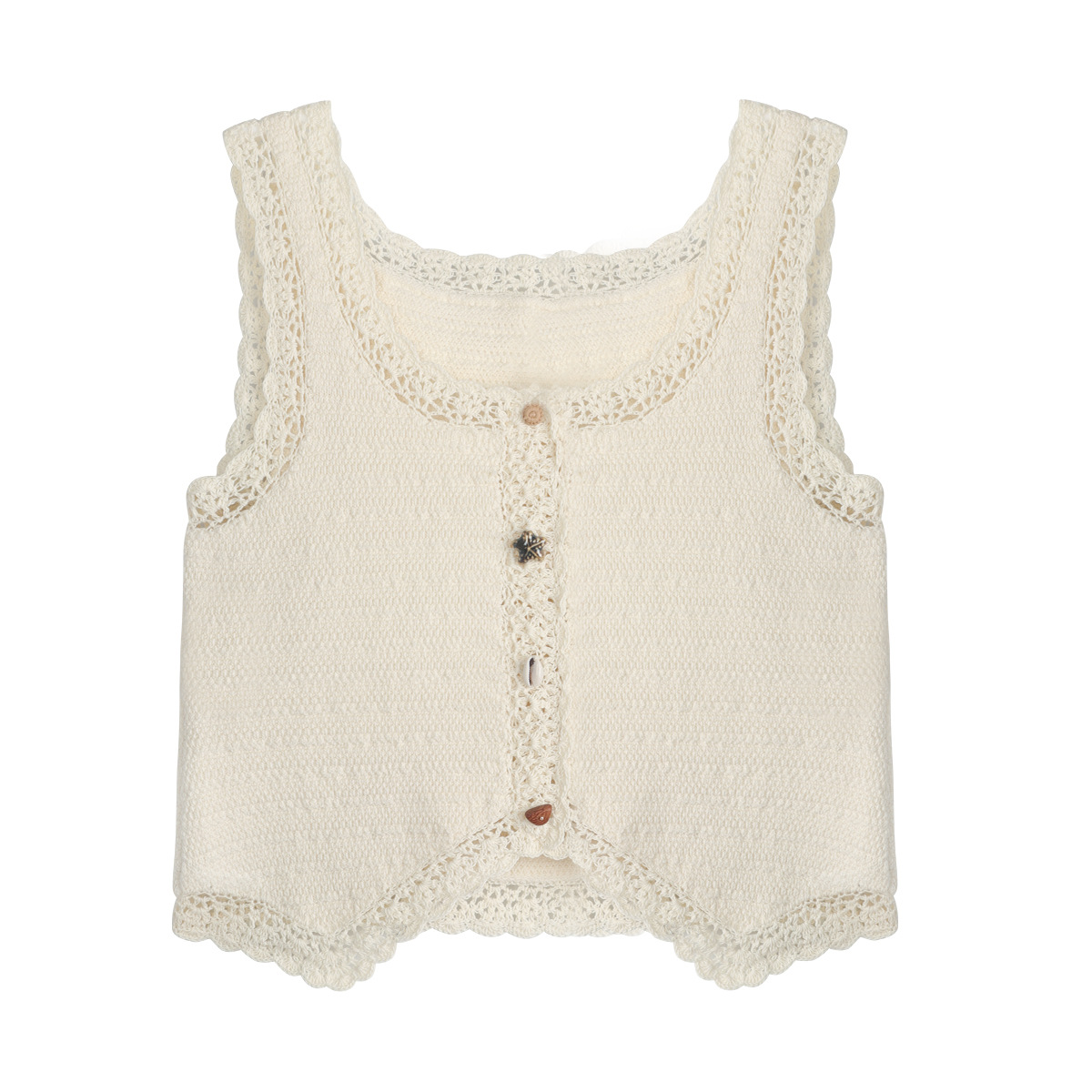 Lace Hooked Knit Top & Wide-Leg Skirt Set