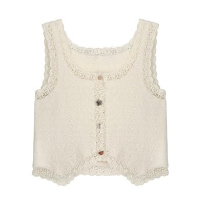 Lace Hooked Knit Top & Wide-Leg Skirt Set 02