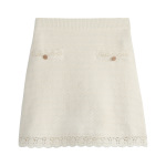 Lace Hooked Knit Top & Wide-Leg Skirt Set