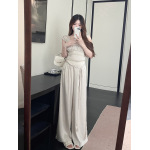 Lace-Trimmed Satin Set: Cami & Wide-Leg Pants