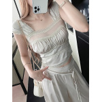 Lace-Trimmed Satin Set: Cami & Wide-Leg Pants