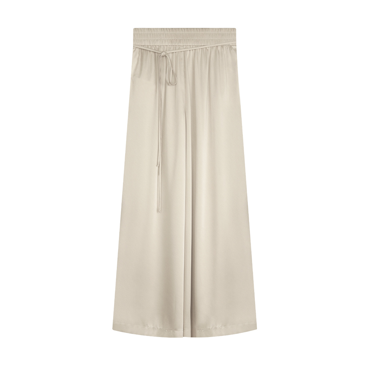 Lace-Trimmed Satin Set: Cami & Wide-Leg Pants