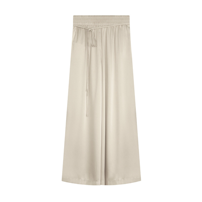 Lace-Trimmed Satin Set: Cami & Wide-Leg Pants