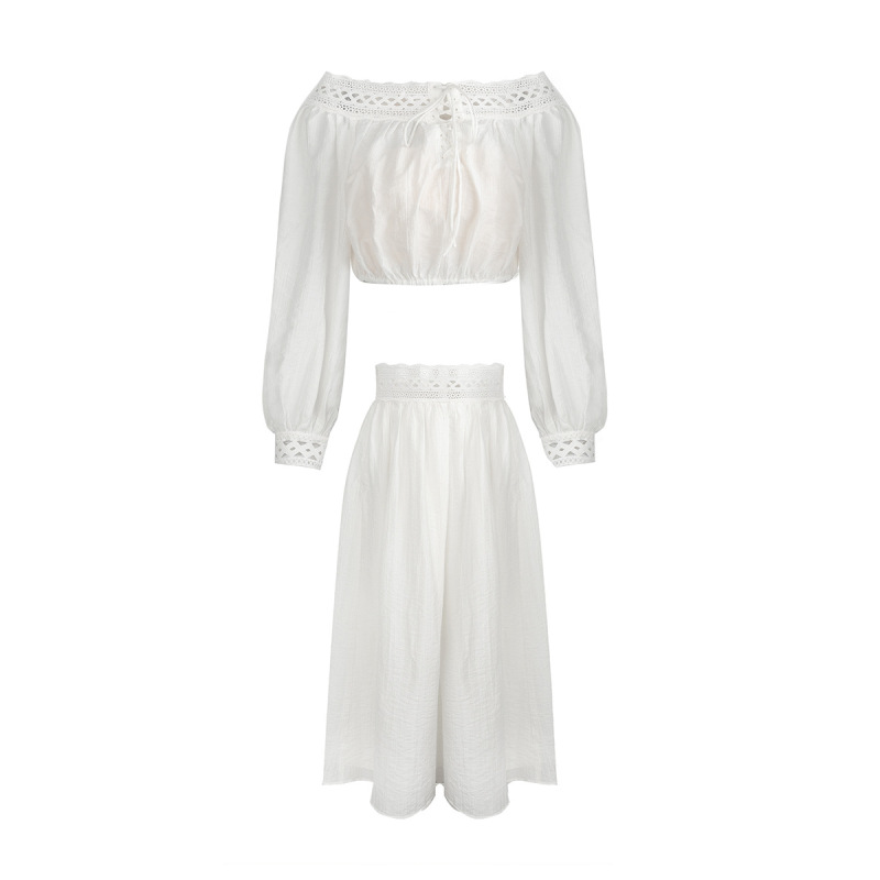 One-Shoulder A-Line Lace Skirt Set