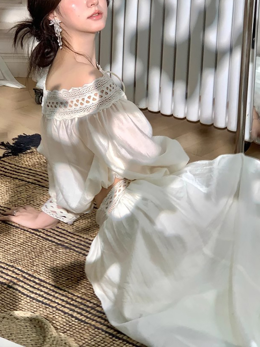 One-Shoulder A-Line Lace Skirt Set