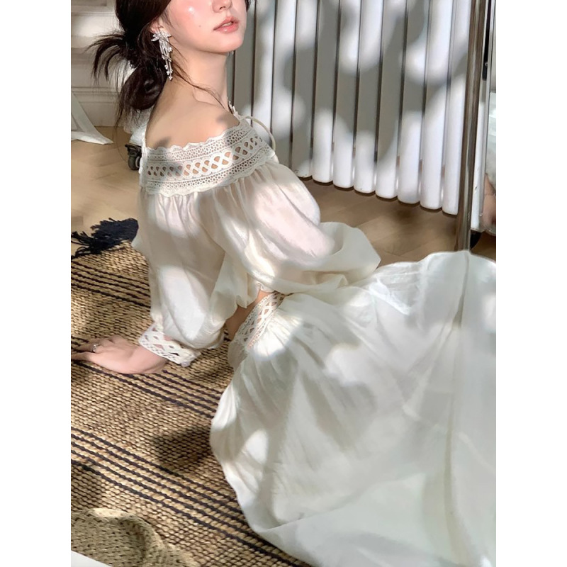 One-Shoulder A-Line Lace Skirt Set
