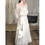 One-Shoulder A-Line Lace Skirt Set