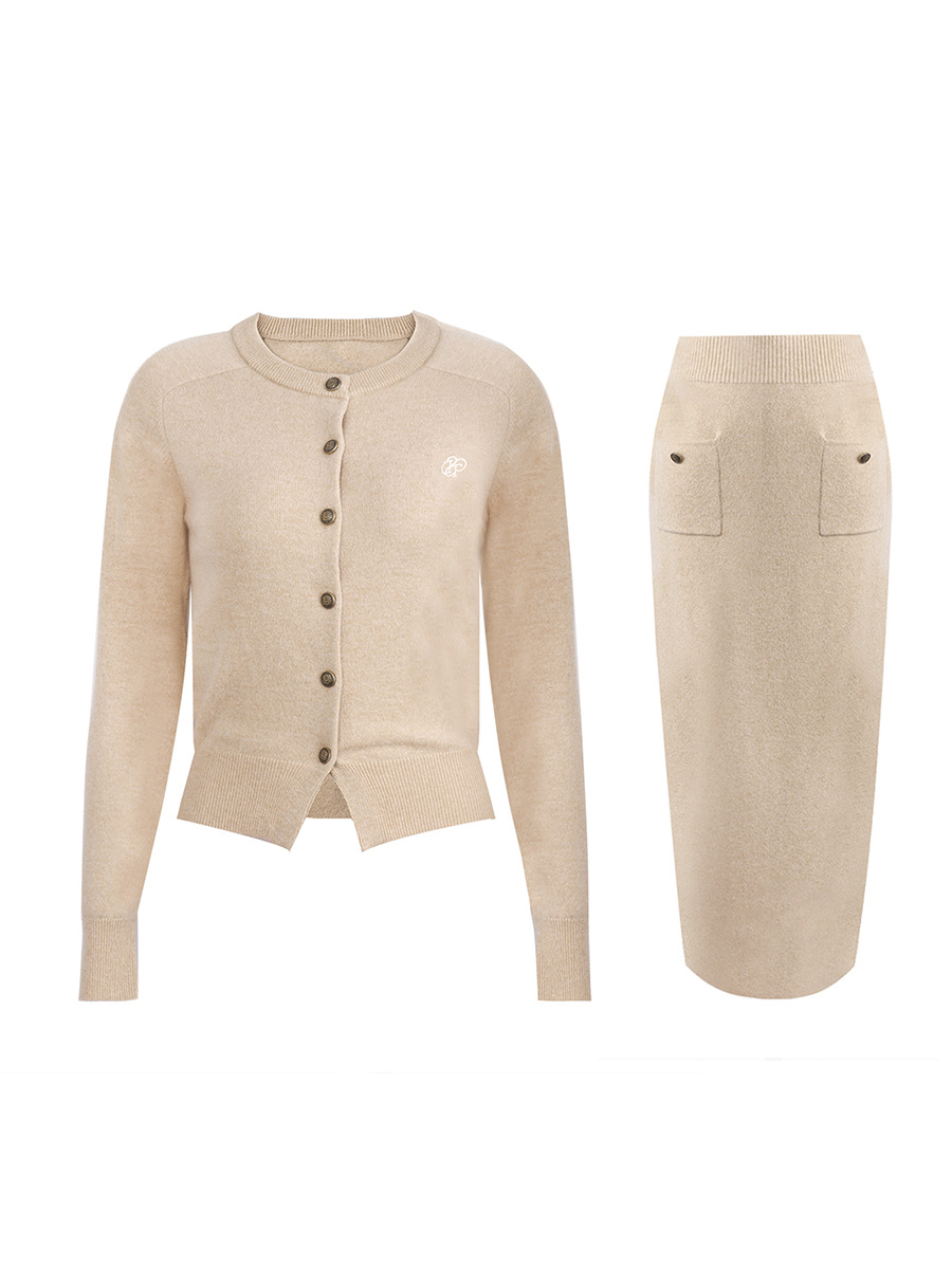 Pink Plaid Knit Crop Top & Skirt Set