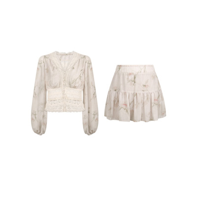 Vintage Lace Blouse & Skirt Set 01