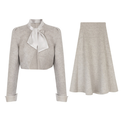 Women's Soft - style Short - length Top And Skirt Set 01