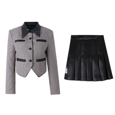 Women's Tweed Blazer & Skirt Set 01