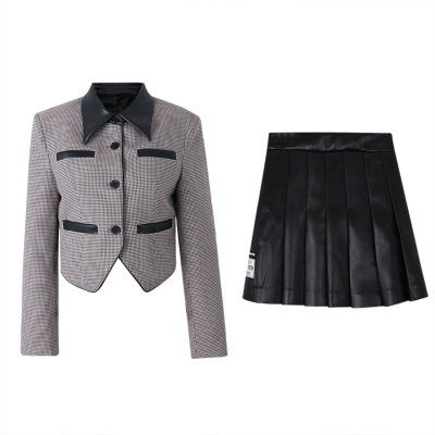 Women's Tweed Blazer & Skirt Set 01