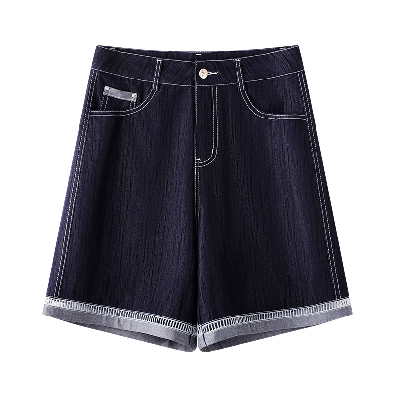 High-Waisted Loose Fit Denim Shorts – Summer Blue