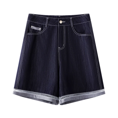 High-Waisted Loose Fit Denim Shorts – Summer Blue 01