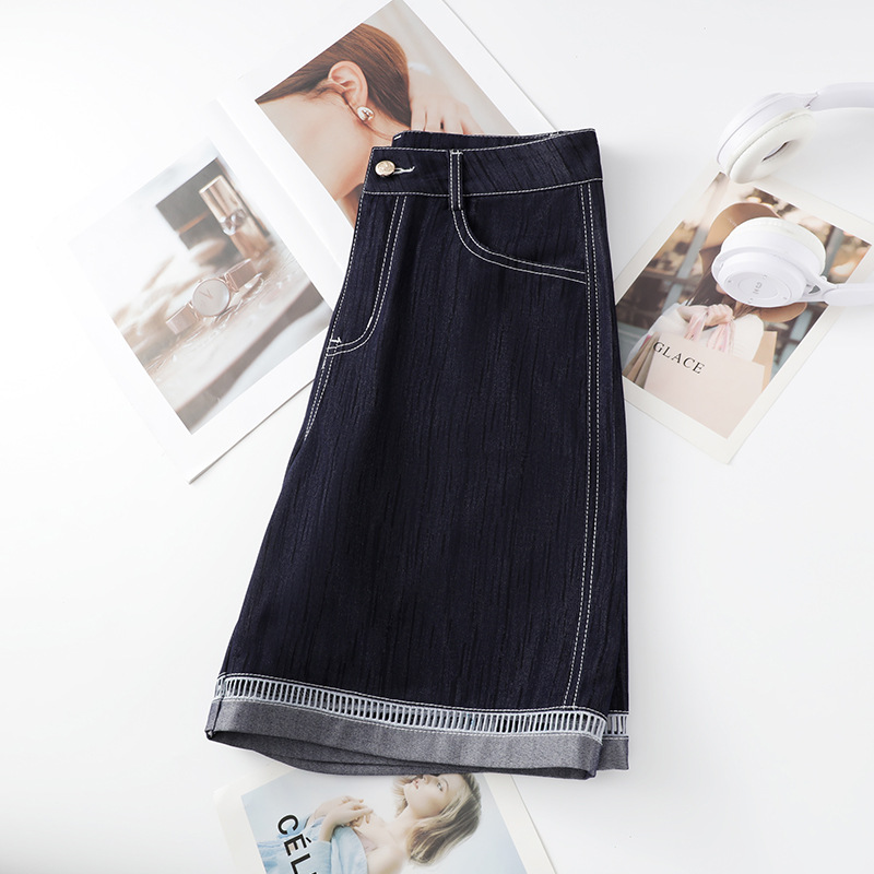 High-Waisted Loose Fit Denim Shorts – Summer Blue