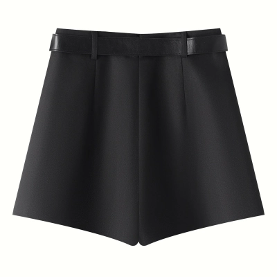 Black High-Waisted Slim Fit Skirt Pants for Women 02