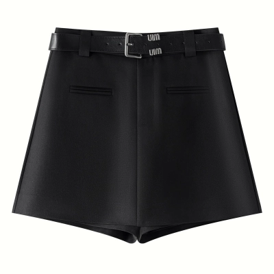 Black High-Waisted Slim Fit Skirt Pants for Women 01