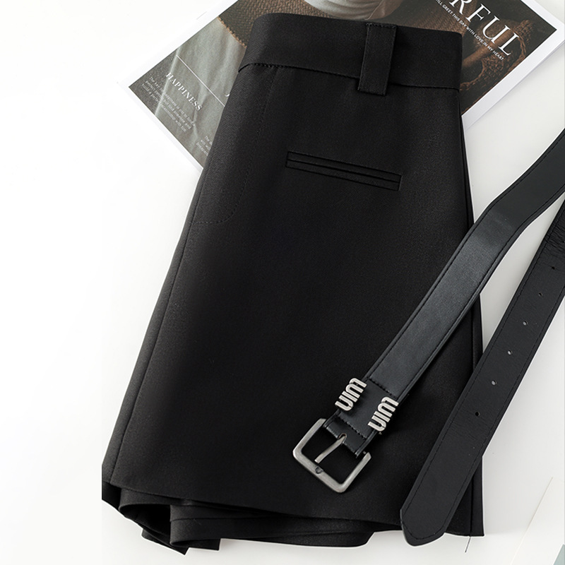 Black High-Waisted Slim Fit Skirt Pants for Women