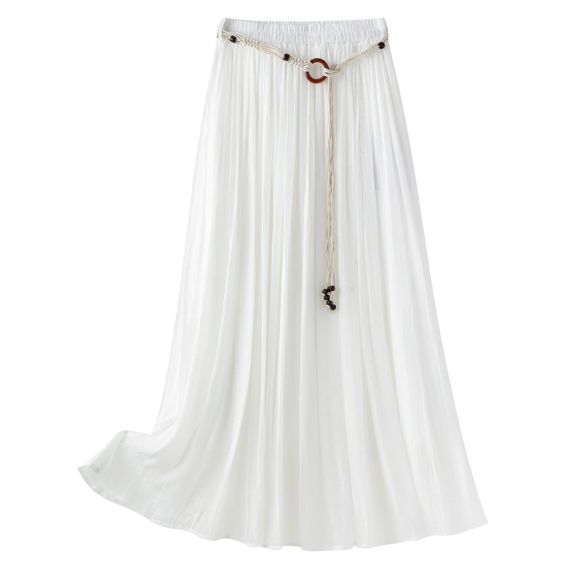 Lightweight High-Waisted A-Line Pleated Summer Skirt