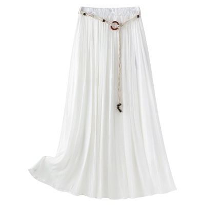 Lightweight High-Waisted A-Line Pleated Summer Skirt 02