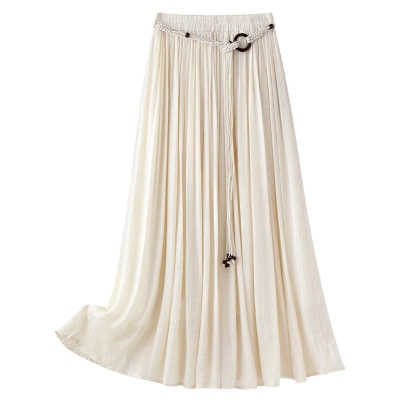 Lightweight High-Waisted A-Line Pleated Summer Skirt 01