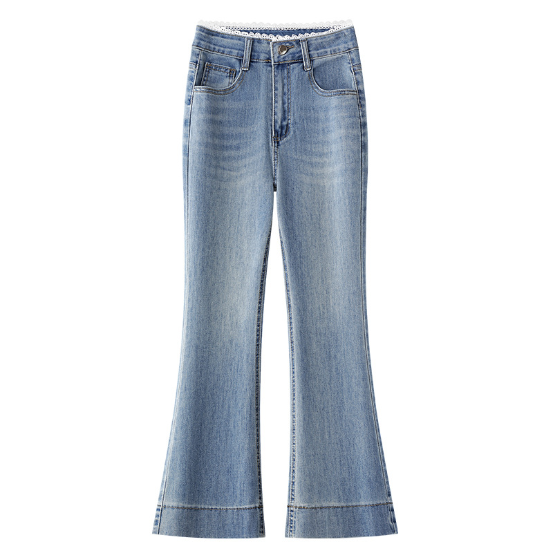 Blue High-Waisted Stretchy Horsehoe Leg Jeans