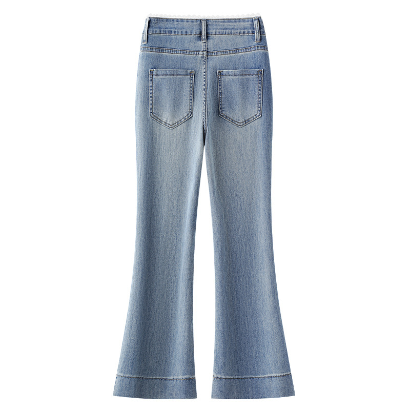 Blue High-Waisted Stretchy Horsehoe Leg Jeans