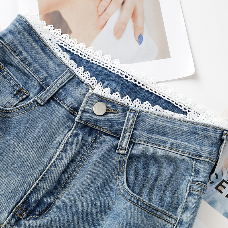 Blue High-Waisted Stretchy Horsehoe Leg Jeans