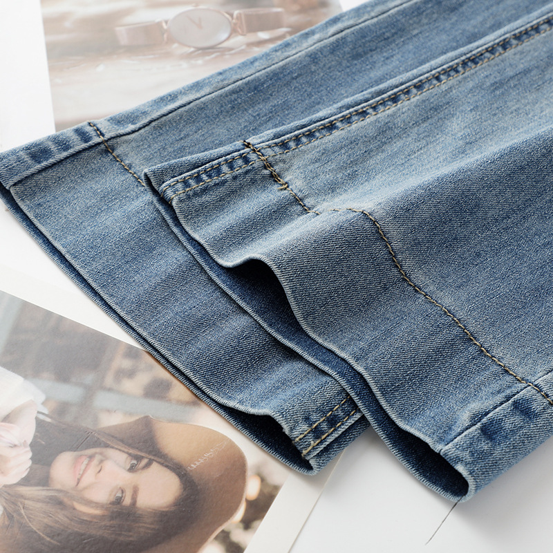 Blue High-Waisted Stretchy Horsehoe Leg Jeans