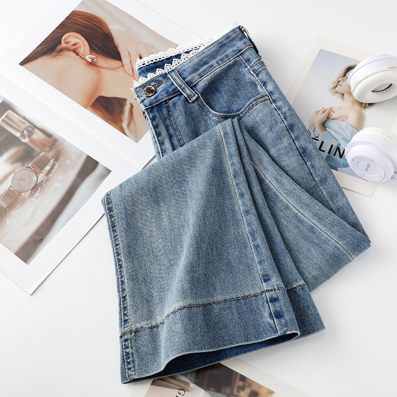 Blue High-Waisted Stretchy Horsehoe Leg Jeans