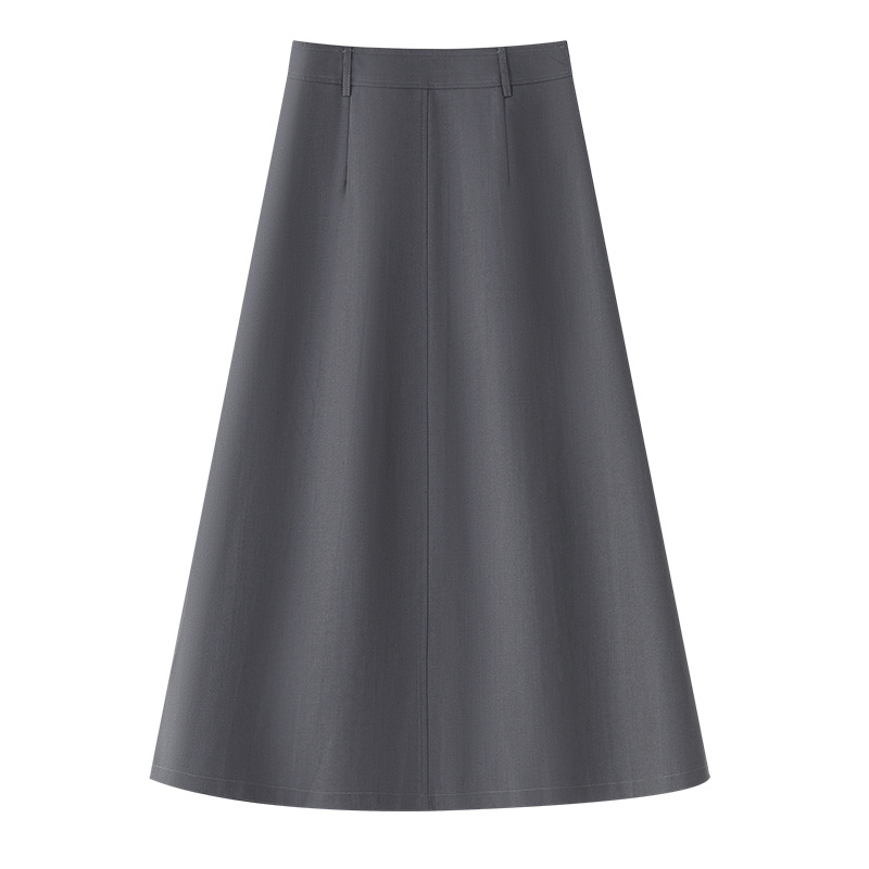 Gray Pleated High - Waisted A - Line Midi Skirt