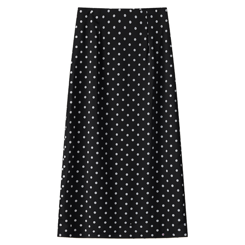 High-Waisted Polka Dot Midi Skirt