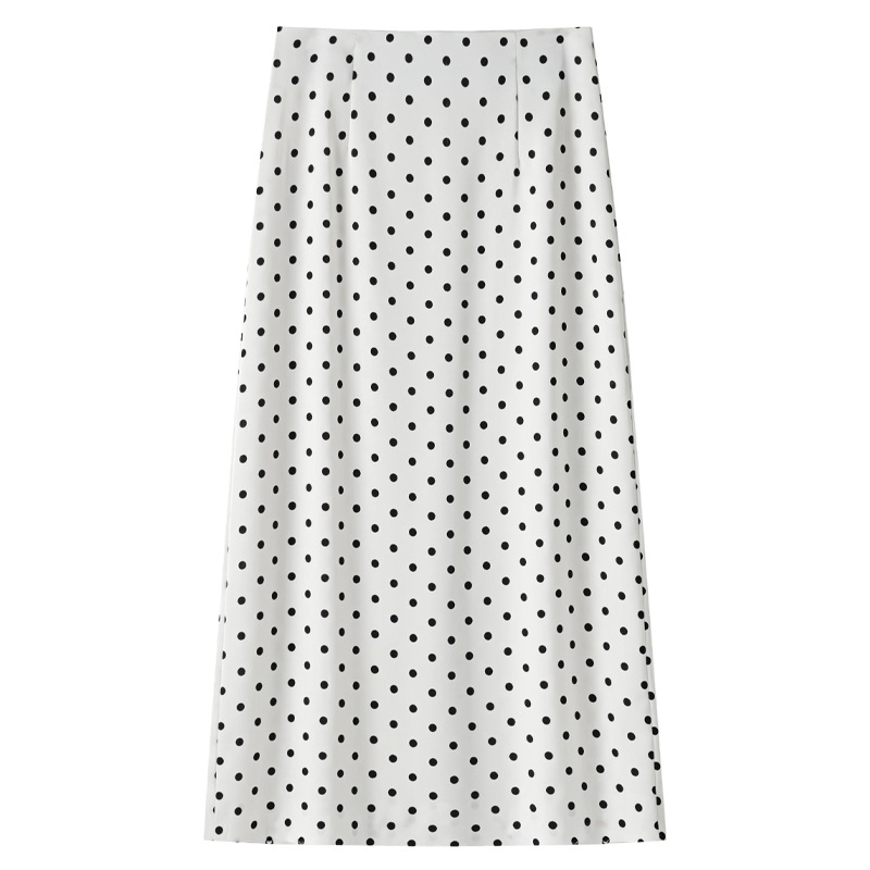 High-Waisted Polka Dot Midi Skirt