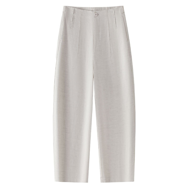 Lightweight High-Waisted Linen-Tencel Cropped Harem Pants